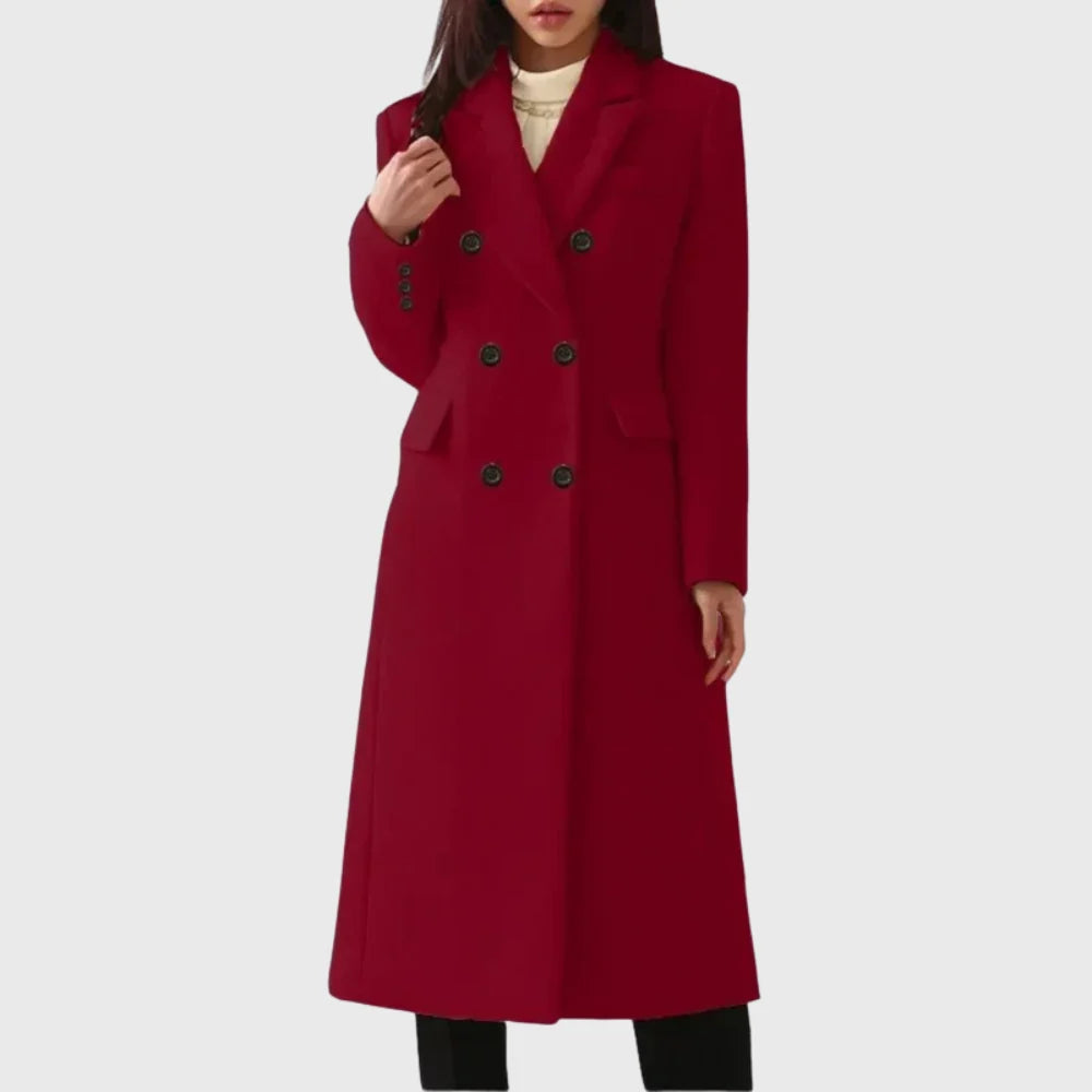 Women's Double-Breasted Wool Coat | Tailored Long Winter Coat 4