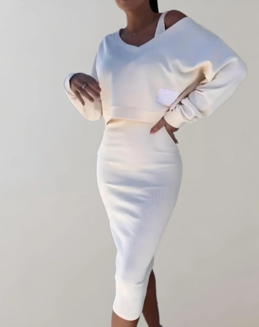Women's Knit Midi Skirt Set | Two Piece Skirt and Top Set 0