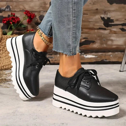 Women's Platform Oxford Shoes | Chunky Sole Lace-Up 2