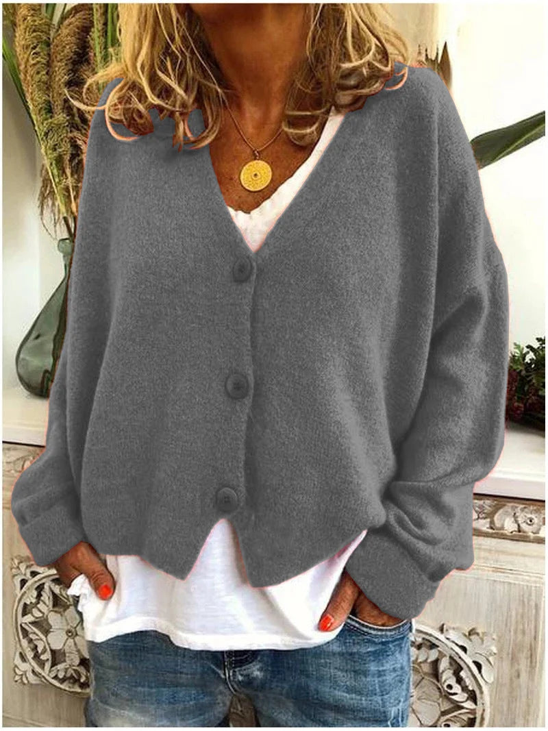 Women's Relaxed V-Neck Knitted Cardigan | Soft Button-Up Layer 4