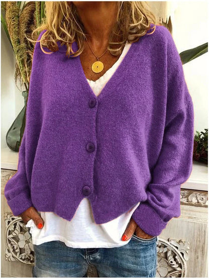 Women's Relaxed V-Neck Knitted Cardigan | Soft Button-Up Layer 5