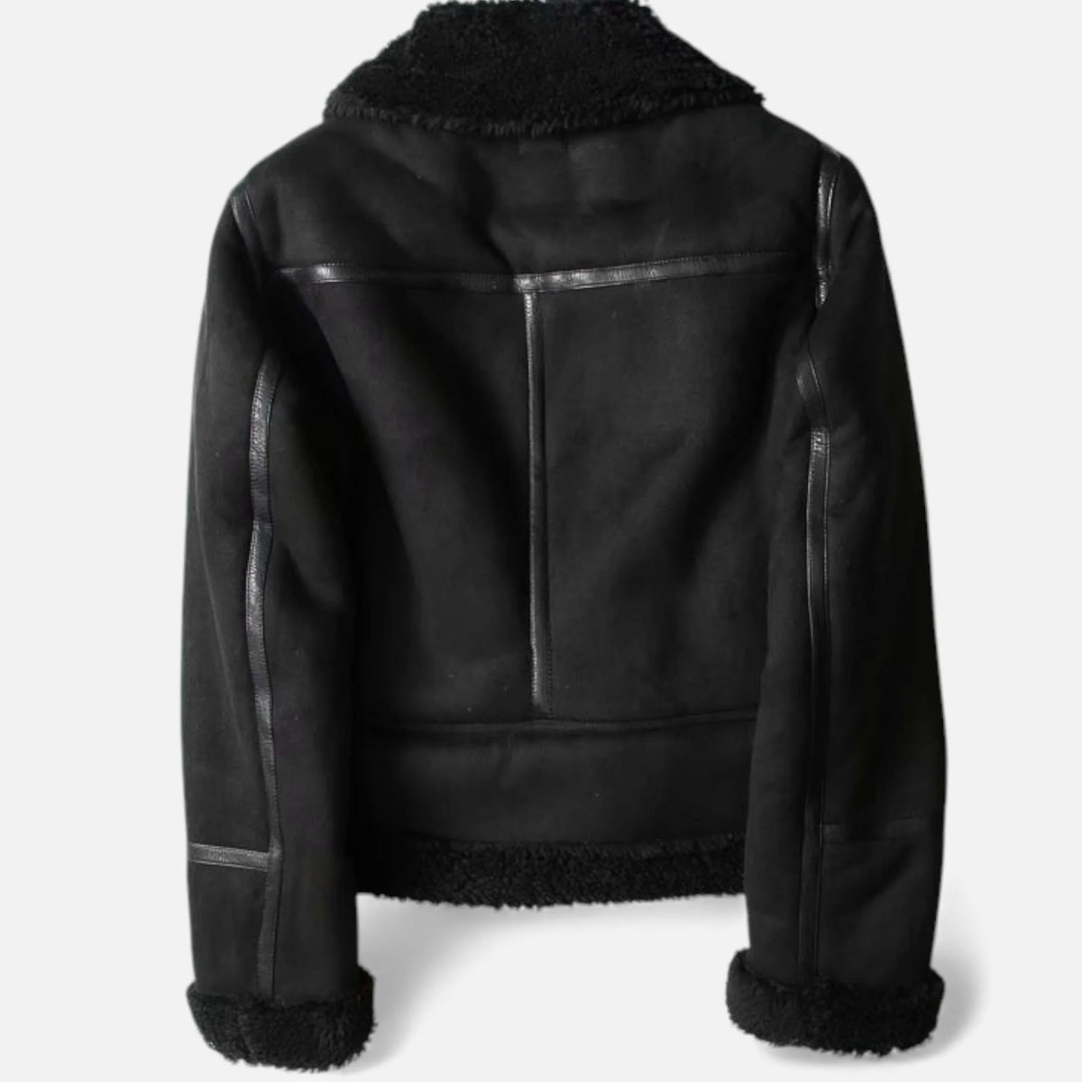 Women’s Suede Lambswool Lapel Jacket | Moto-Style Coat 4