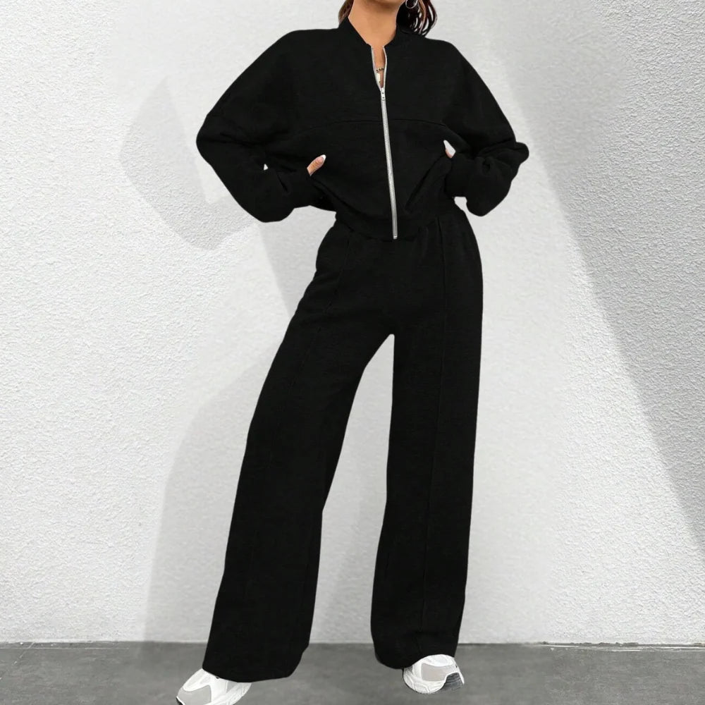 Women's Two-Piece Set | Cropped Jacket & Drawstring Trousers Loungewear 1