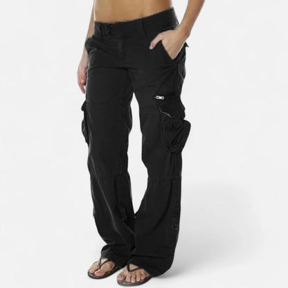 Women’s Wide Leg Cargo Trousers Relaxed Utility Pants 4