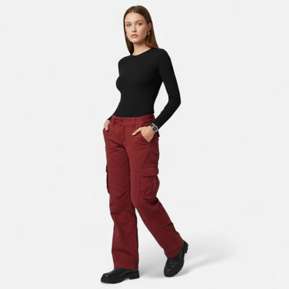 Women’s Wide Leg Cargo Trousers Relaxed Utility Pants 5