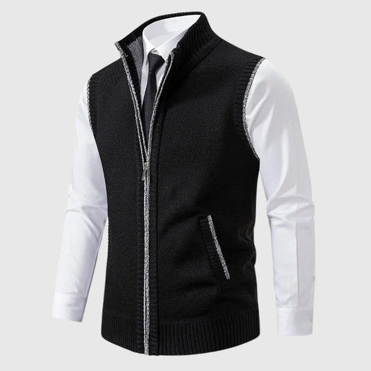 Zip-Up Sweater Vest Wool Blend Sleeveless 0