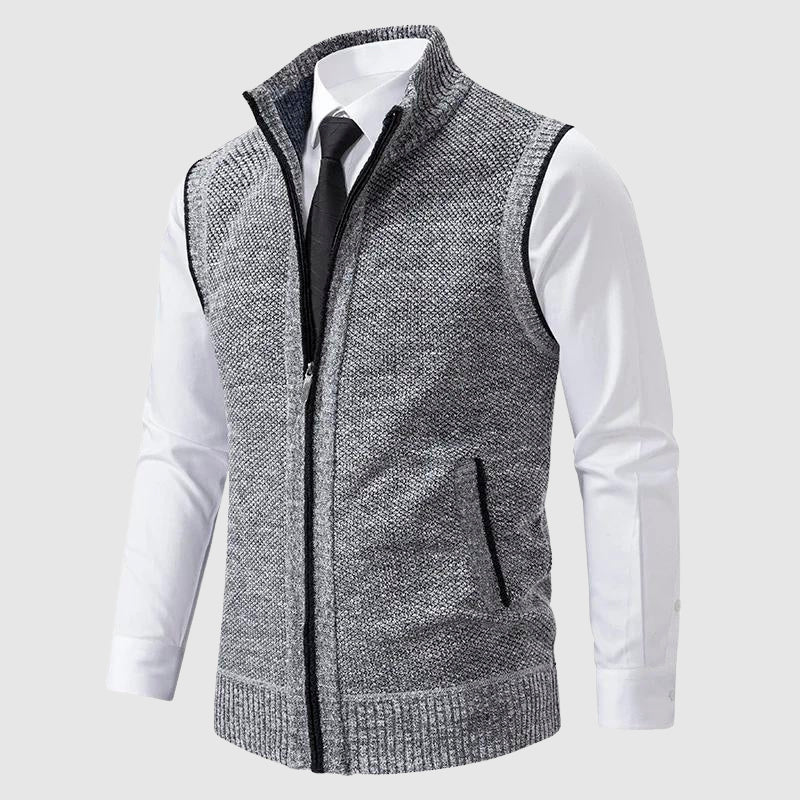 Zip-Up Sweater Vest Wool Blend Sleeveless 3